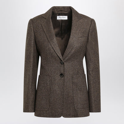 Max Mara Brown Wool Tweed Single-Breasted Jacket Brown