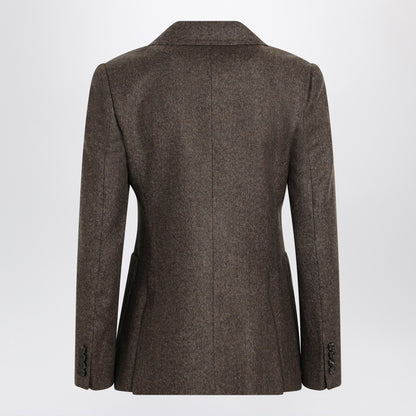 Max Mara Brown Wool Tweed Single-Breasted Jacket Brown