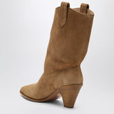 Aquazzura Boogie Camel Suede Texan Boots Brown