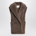 Max Mara Brown Teddy Alpaca-Wool Gilet with Wide Lapels Brown
