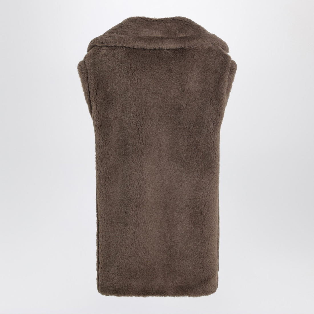 Max Mara Brown Teddy Alpaca-Wool Gilet with Wide Lapels Brown
