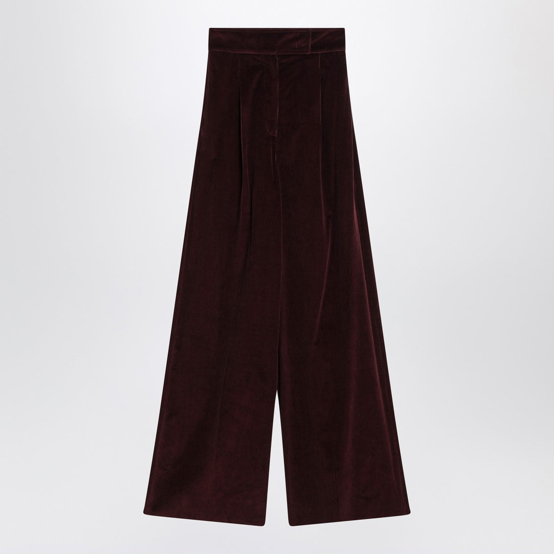 Max Mara Cherry Velvet Wide-Leg Trousers Burgundy