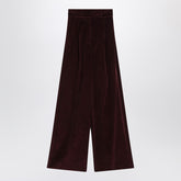 Max Mara Cherry Velvet Wide-Leg Trousers Burgundy