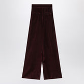 Max Mara Cherry Velvet Wide-Leg Trousers Burgundy