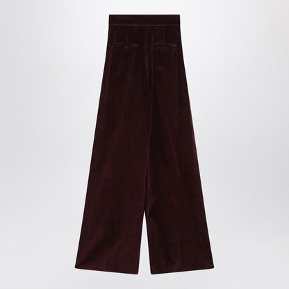 Max Mara Cherry Velvet Wide-Leg Trousers Burgundy