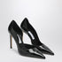 Jimmy Choo Brigitte 100 Black Patent Leather Pointed Pumps with Stitched Strap Black