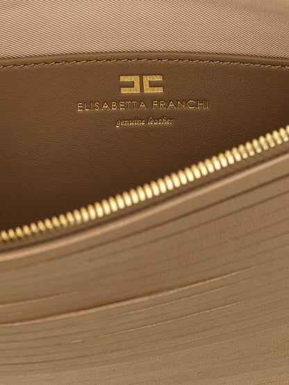 Elisabetta Franchi Fringed Clutch Beige