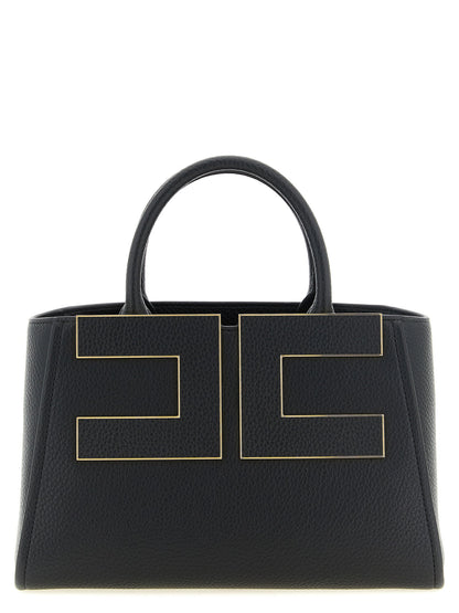 Elisabetta Franchi Maxi Logo Shopping Bag Black