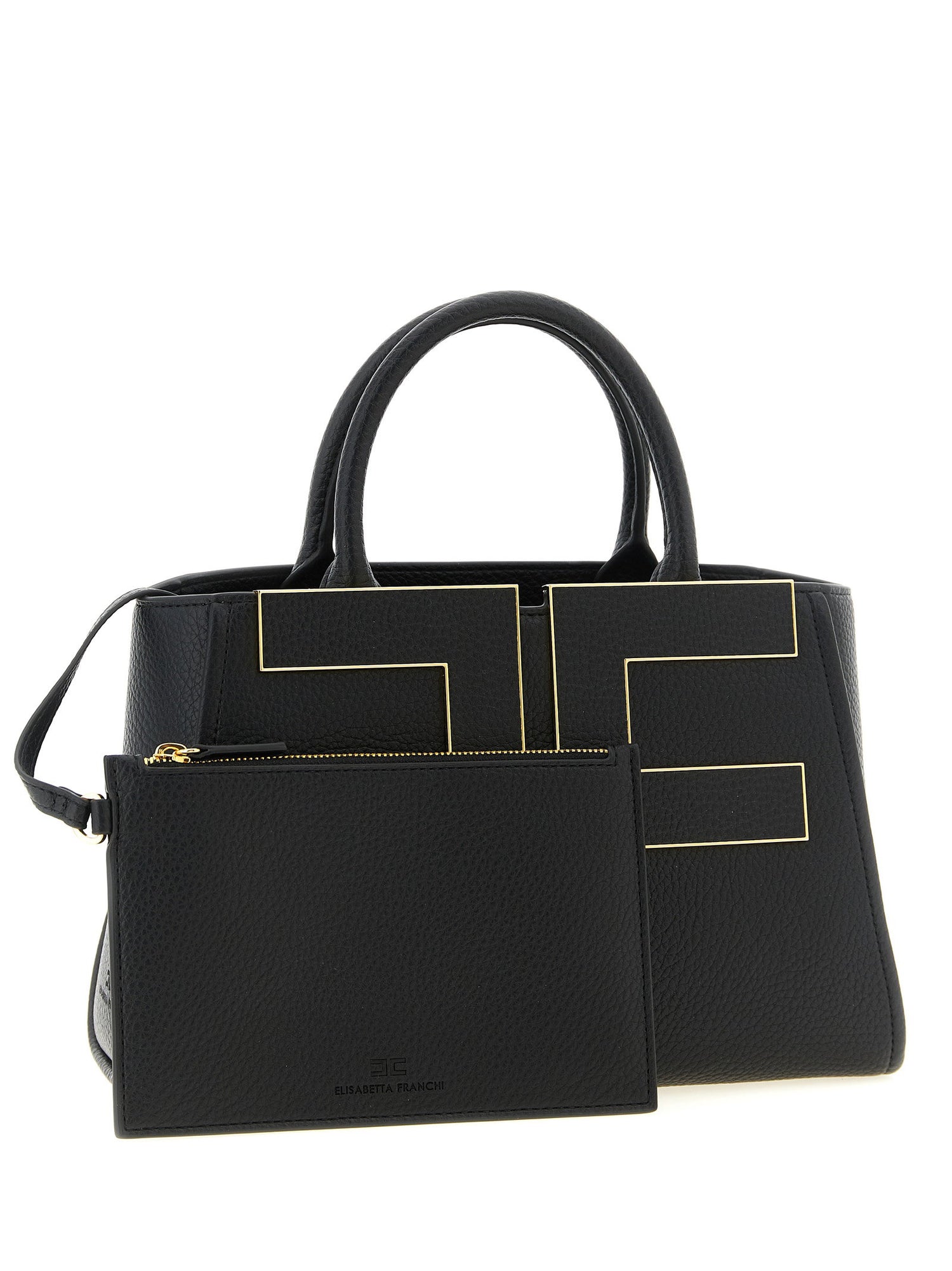 Elisabetta Franchi Maxi Logo Shopping Bag Black