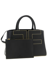 Elisabetta Franchi Maxi Logo Shopping Bag Black