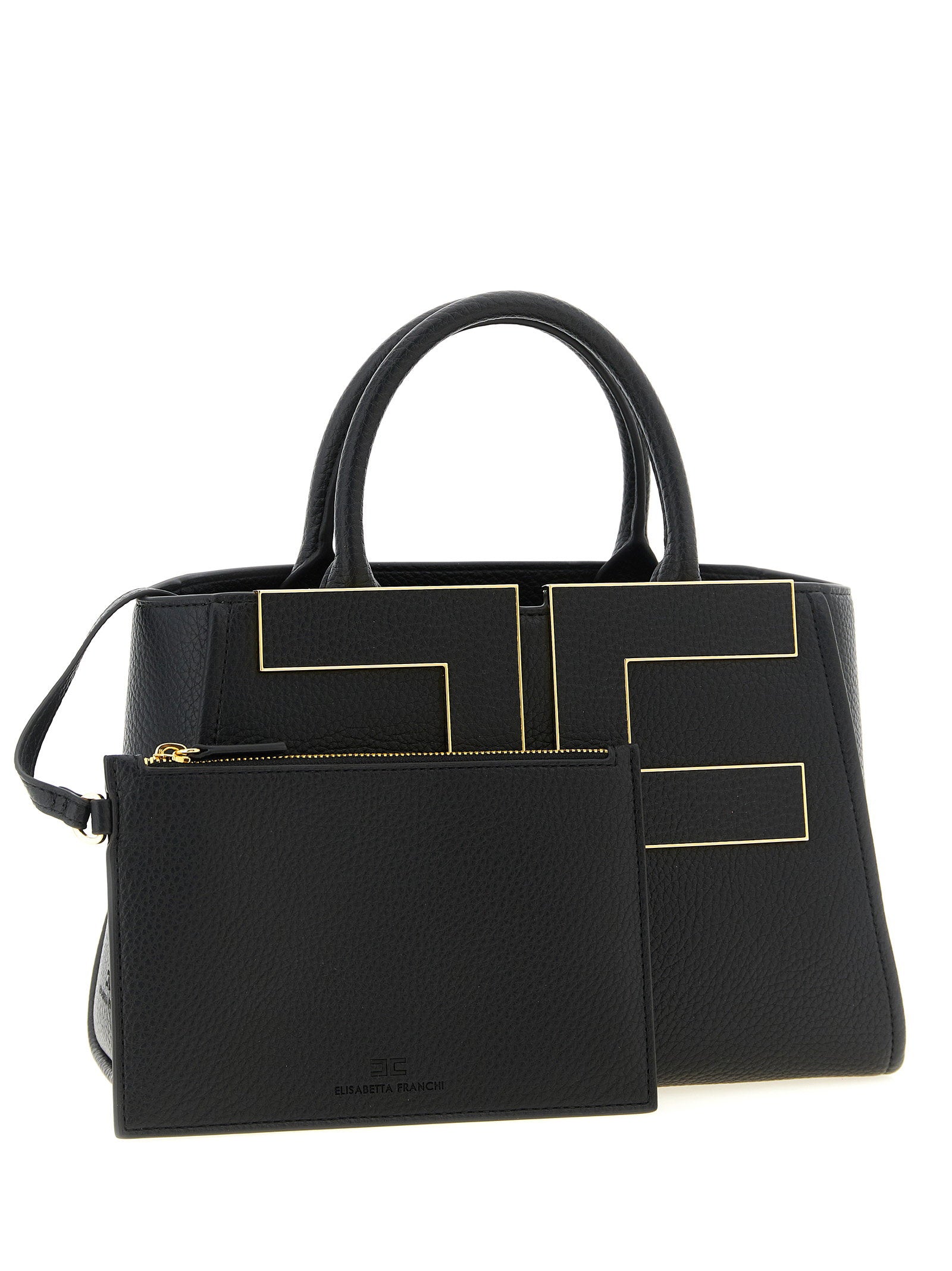 Elisabetta Franchi Maxi Logo Shopping Bag Black