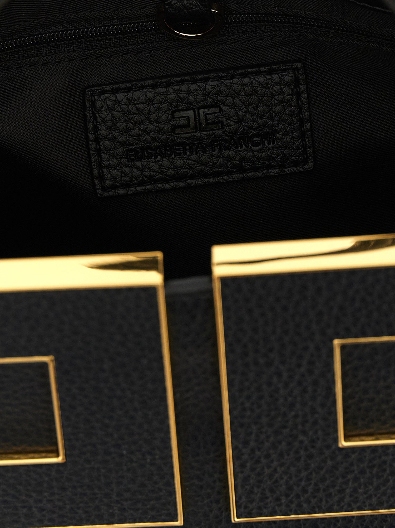 Elisabetta Franchi Maxi Logo Shopping Bag Black