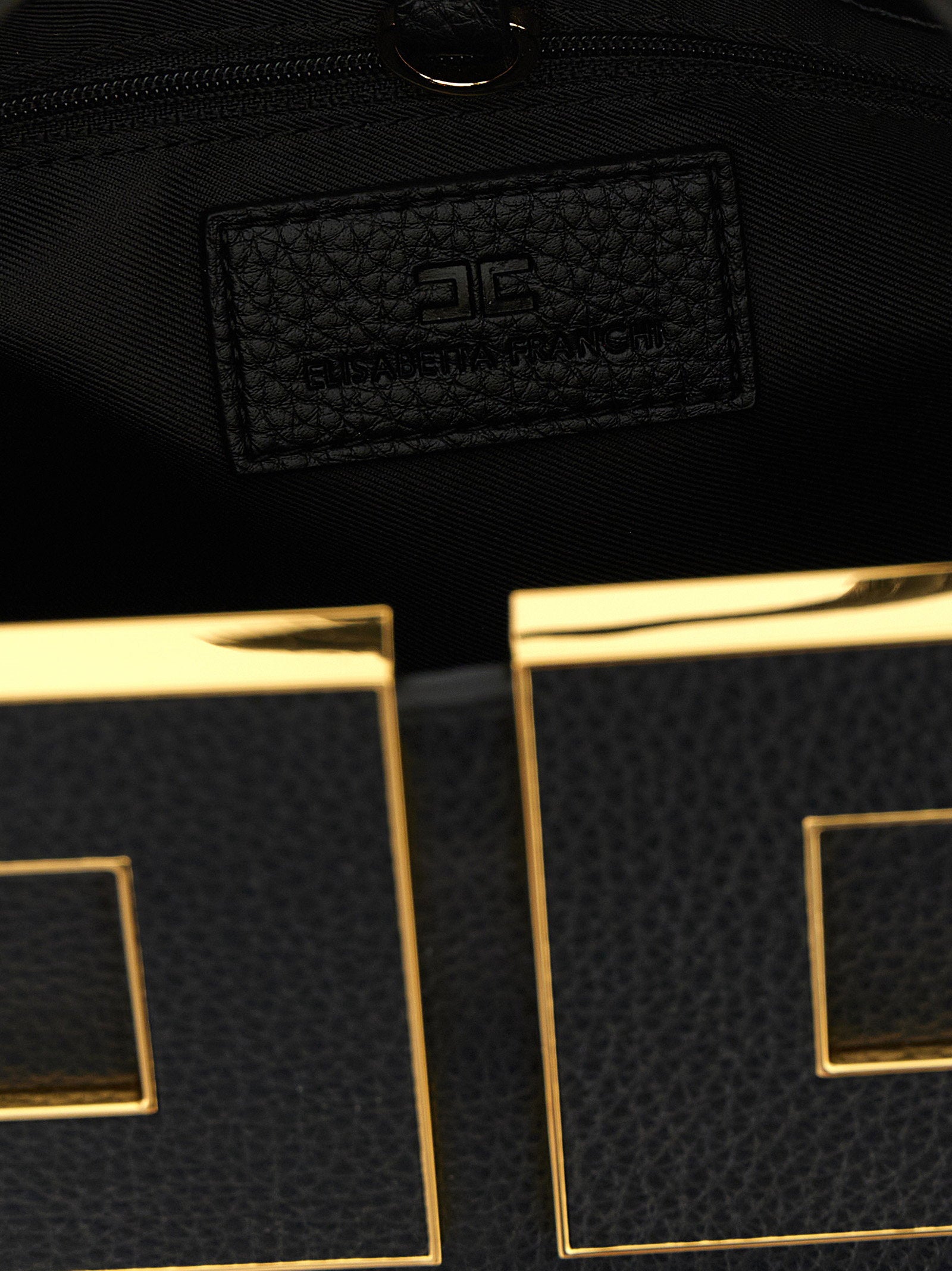 Elisabetta Franchi Maxi Logo Shopping Bag Black