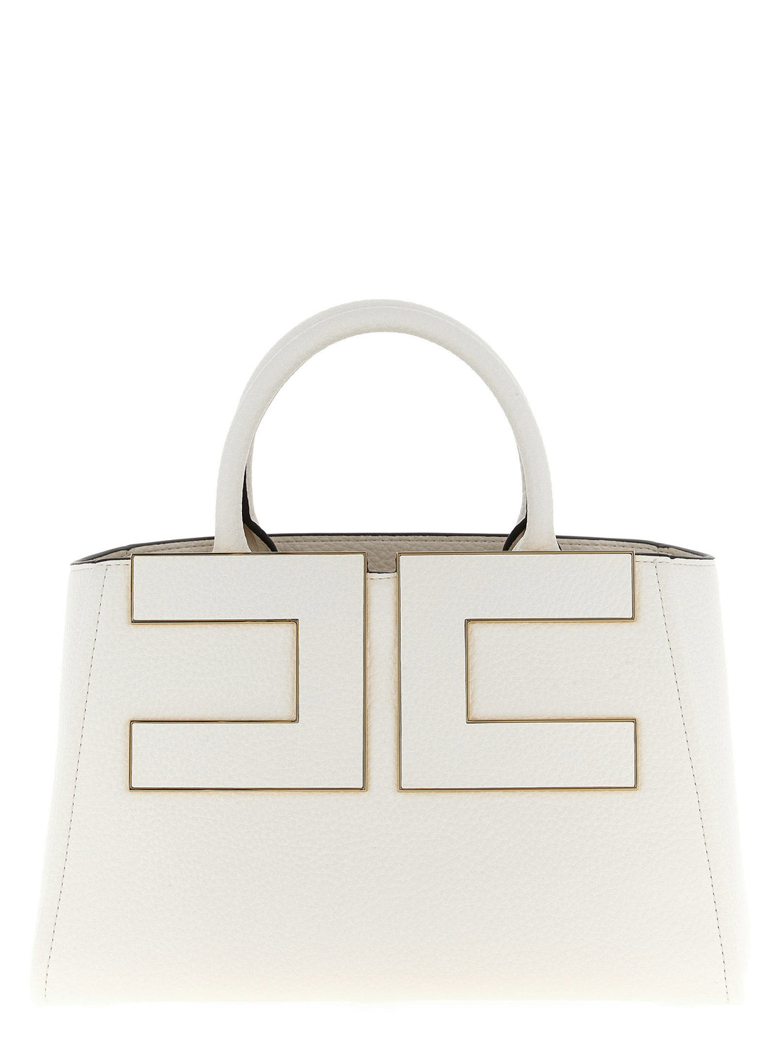 Elisabetta Franchi Maxi Logo Shopping Bag White