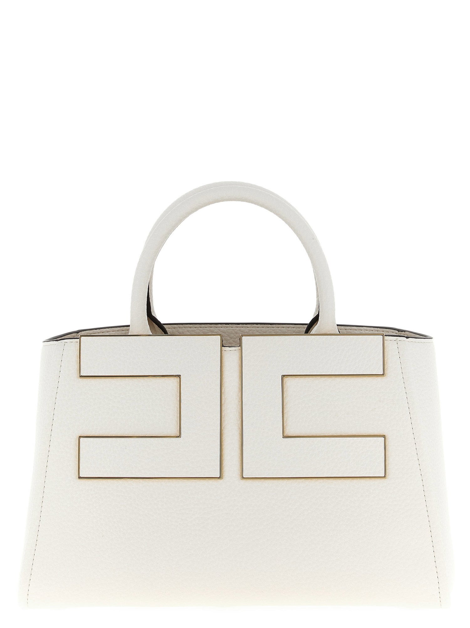 Elisabetta Franchi Maxi Logo Shopping Bag White