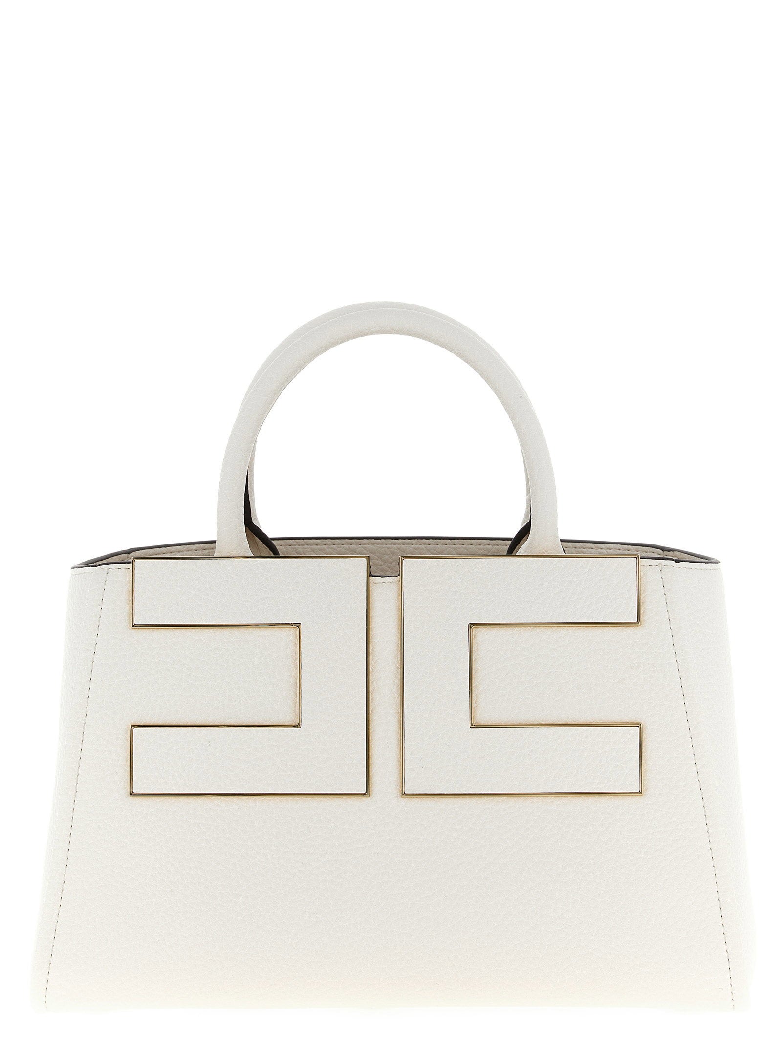 Elisabetta Franchi Maxi Logo Shopping Bag White