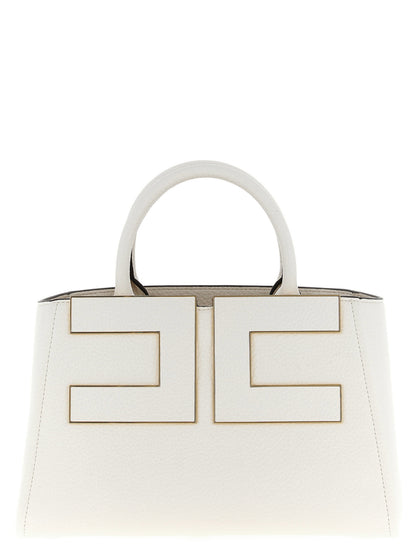 Elisabetta Franchi Maxi Logo Shopping Bag White