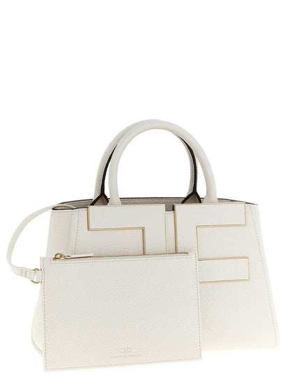 Elisabetta Franchi Maxi Logo Shopping Bag White