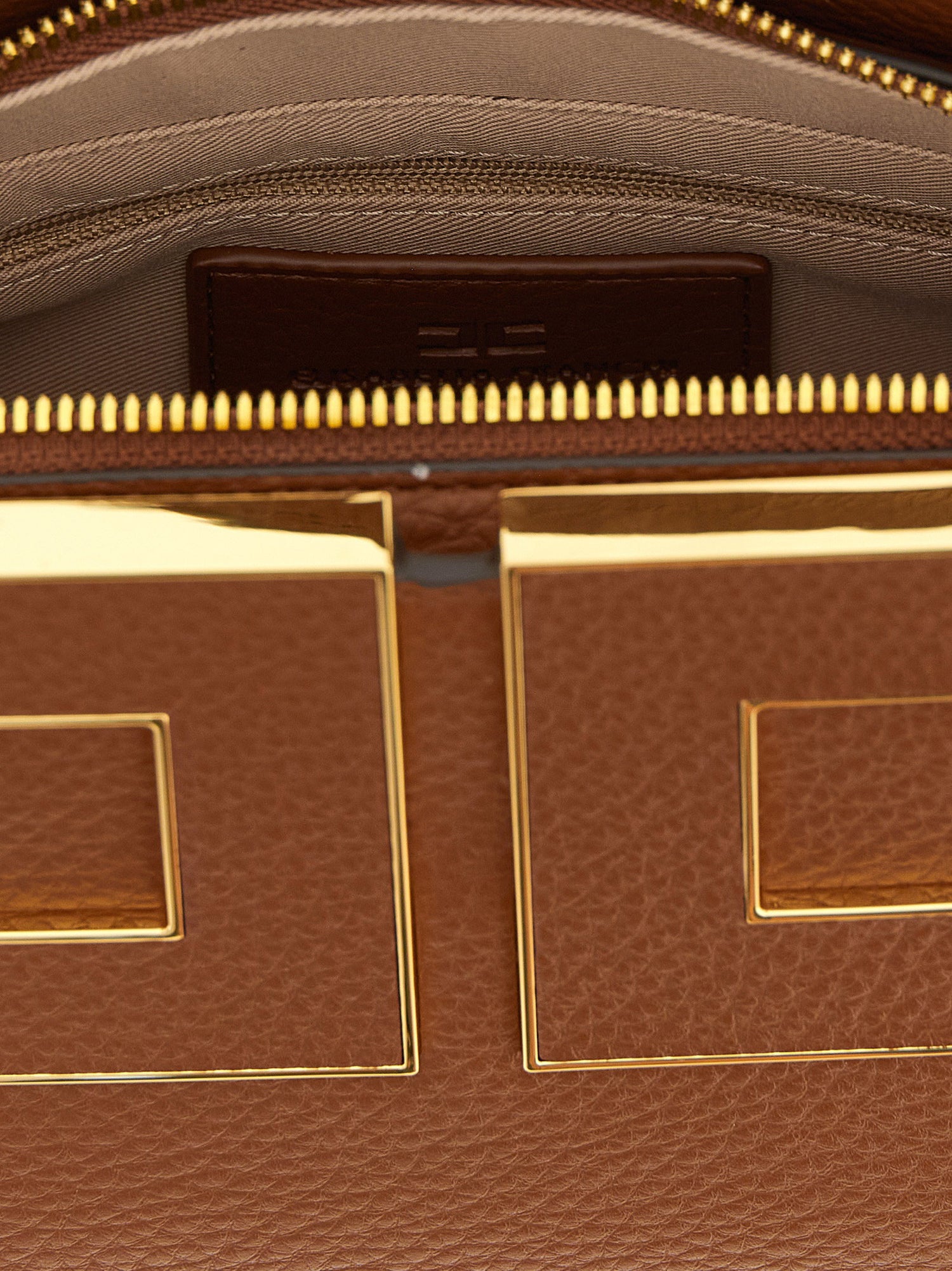 Elisabetta Franchi Maxi Logo Handbag Brown