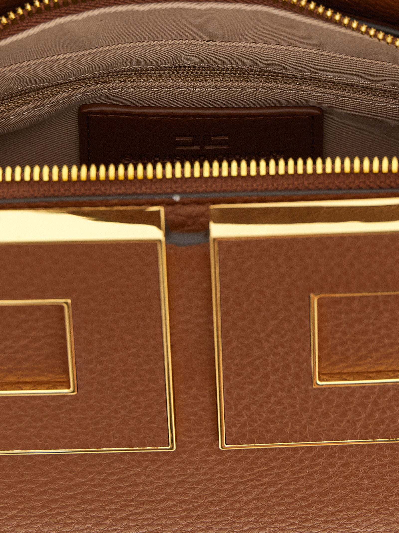 Elisabetta Franchi Maxi Logo Handbag Brown