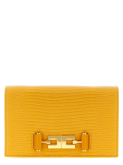 Elisabetta Franchi Lizard Print Crossbody Bag Beige