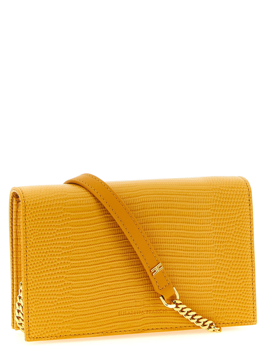 Elisabetta Franchi Lizard Print Crossbody Bag Beige