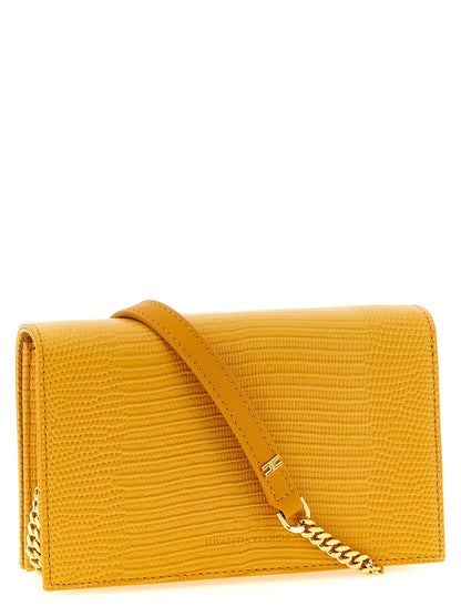 Elisabetta Franchi Lizard Print Crossbody Bag Beige