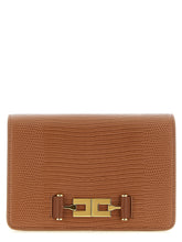 Elisabetta Franchi Lizard Print Crossbody Bag Brown