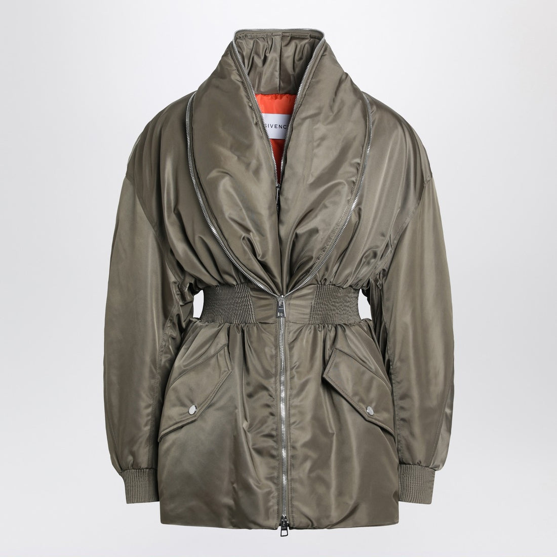 Givenchy Khaki Nylon Shawl-Collar Zip Bomber Jacket Green