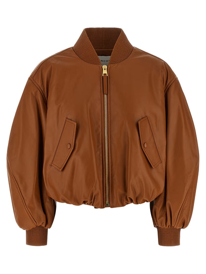 Givenchy Cropped Bomber Jacket Brown