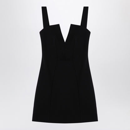 Givenchy Black Silk Crêpe Graphic V-Neck Mini Dress Black