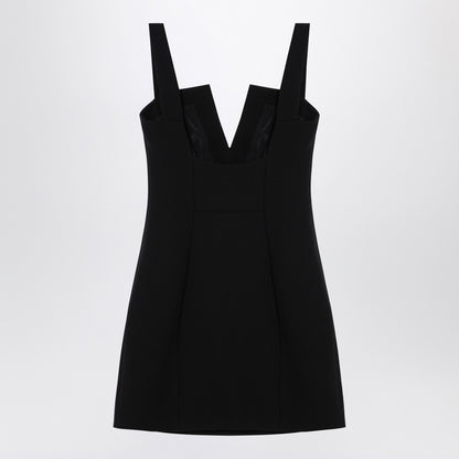 Givenchy Black Silk Crêpe Graphic V-Neck Mini Dress Black