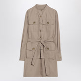 Givenchy Taupe Safari Poplin Shirt Dress Beige