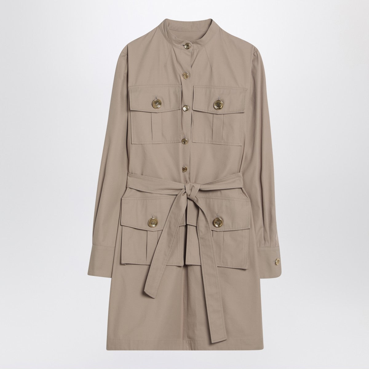 Givenchy Taupe Safari Poplin Shirt Dress Beige