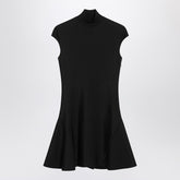 Givenchy Black Knitted Short Dress with Flared Skirt and High Neck Black