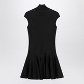 Givenchy Black Knitted Short Dress with Flared Skirt and High Neck Black