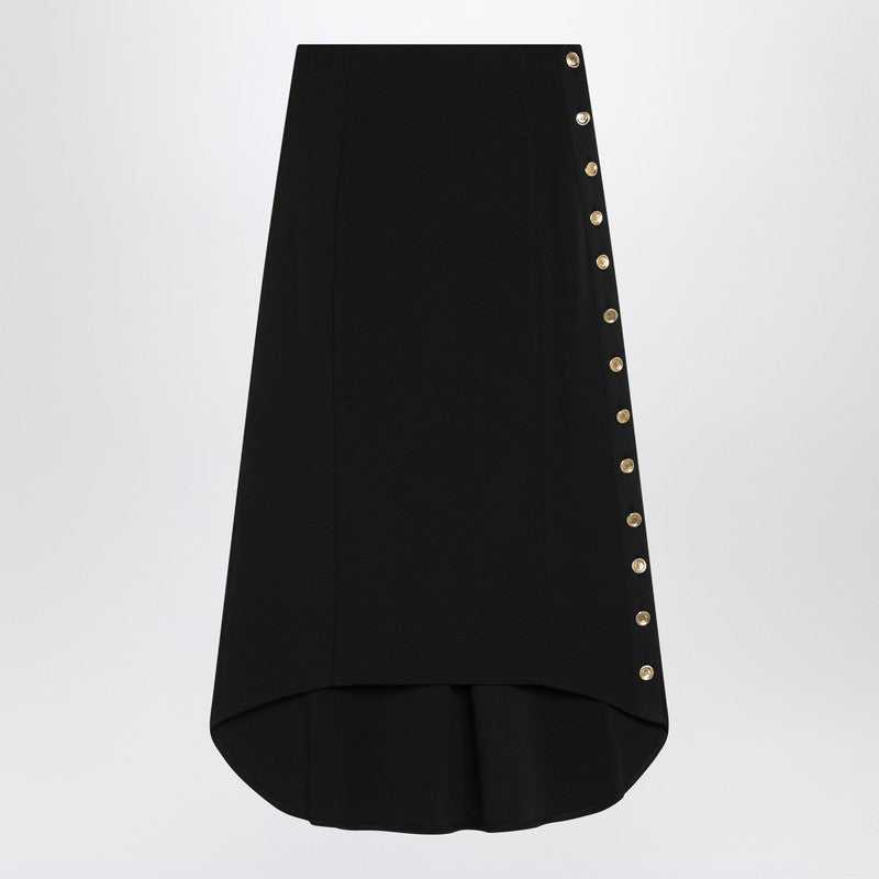Givenchy Black Milan Stitch Midi Skirt with Gold 4G Buttons Black