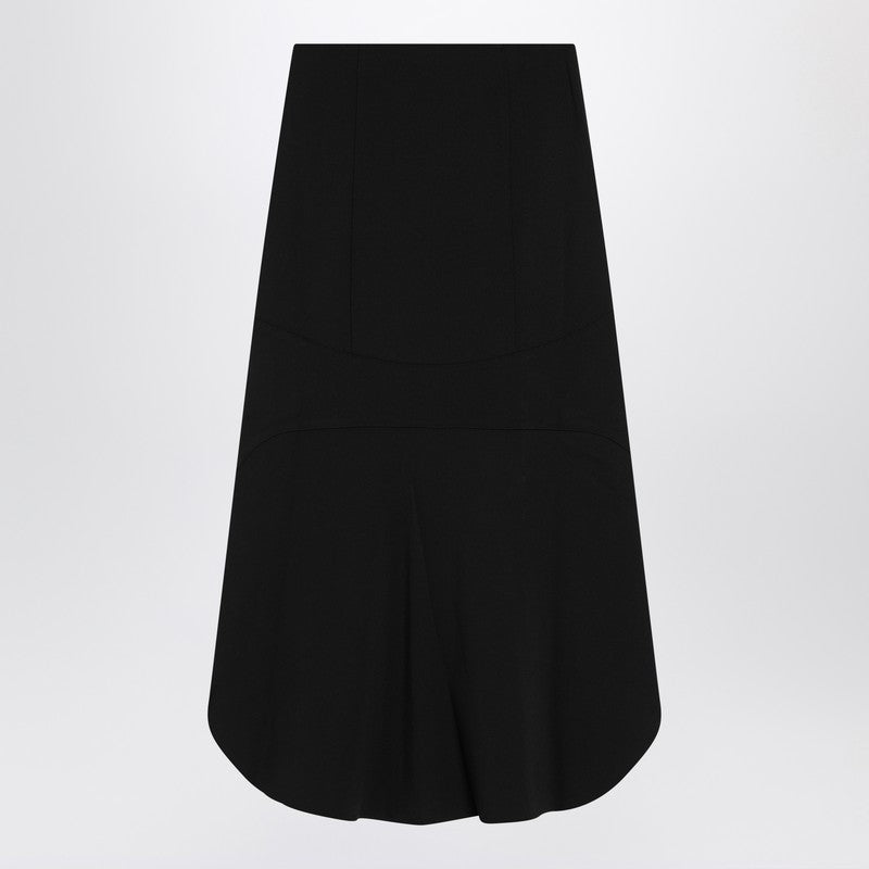 Givenchy Black Milan Stitch Midi Skirt with Gold 4G Buttons Black