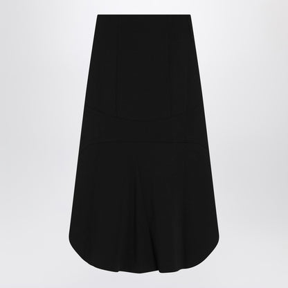 Givenchy Black Milan Stitch Midi Skirt with Gold 4G Buttons Black