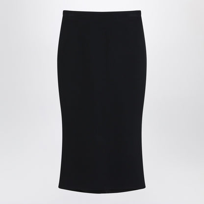 Givenchy Black cady crepe midi pencil skirt with pleated back Black