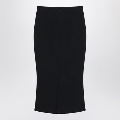 Givenchy Black cady crepe midi pencil skirt with pleated back Black