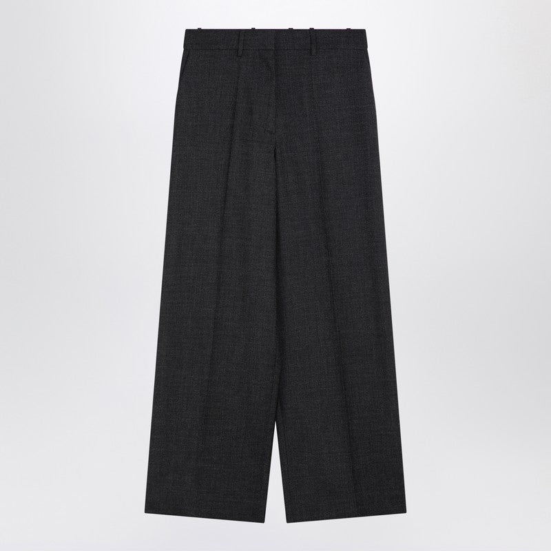 Givenchy Wide-Leg Wool Trousers in Dark Grey Grey