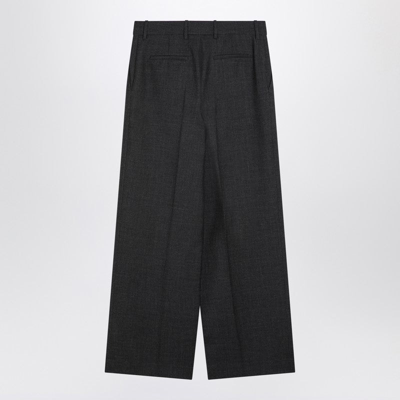 Givenchy Wide-Leg Wool Trousers in Dark Grey Grey