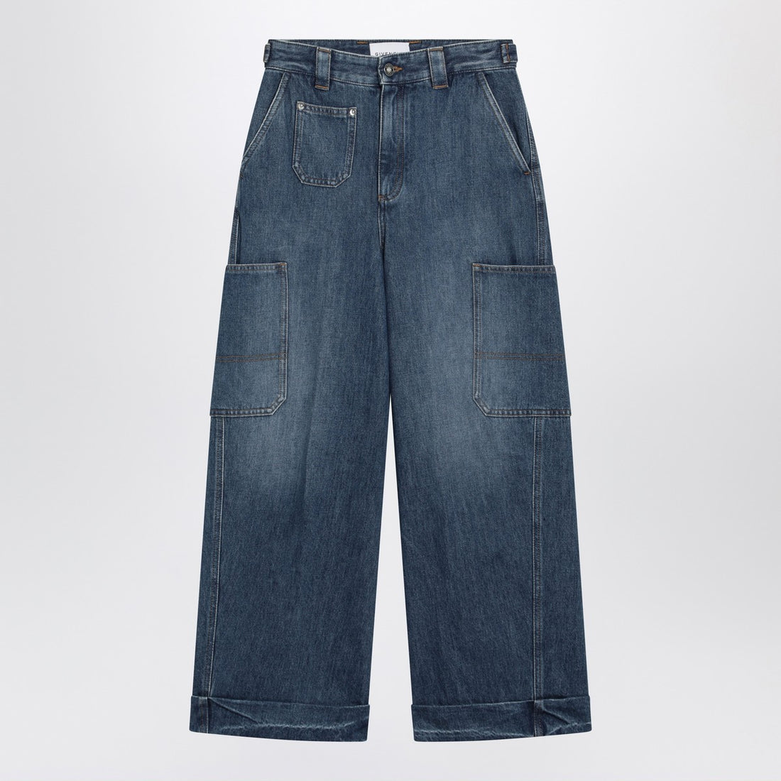Givenchy Cropped Cocoon Cargo Jeans Blue