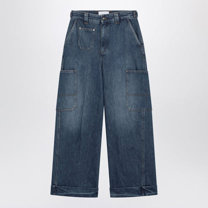 Givenchy Cropped Cocoon Cargo Jeans Blue