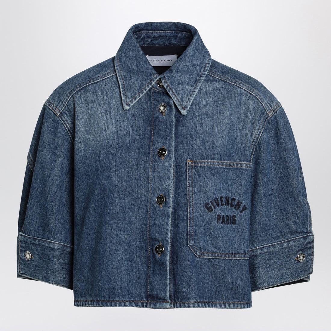 Givenchy Short Cocoon Denim Shirt Blue