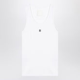 Givenchy White Cotton Ribbed Tank Top with Metal Logo Plaque White