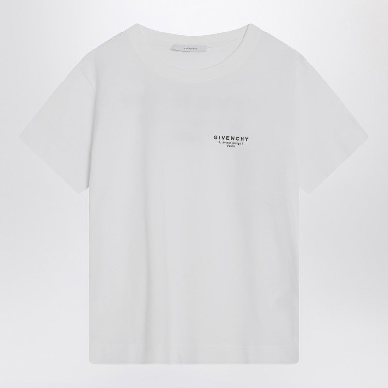 Givenchy White Cotton Logo T-shirt with Ribbed Crewneck White