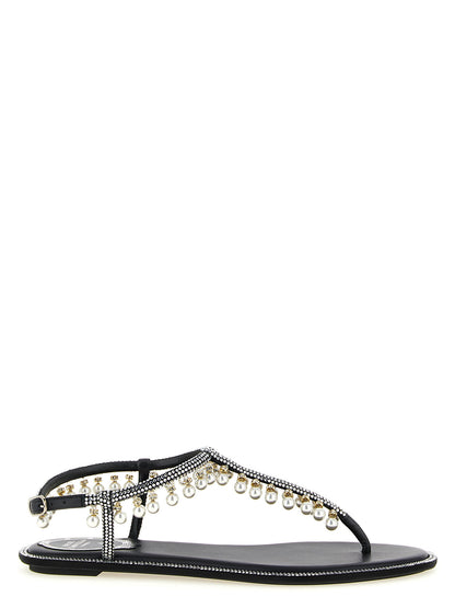 René Caovilla Diana Sandals White/black