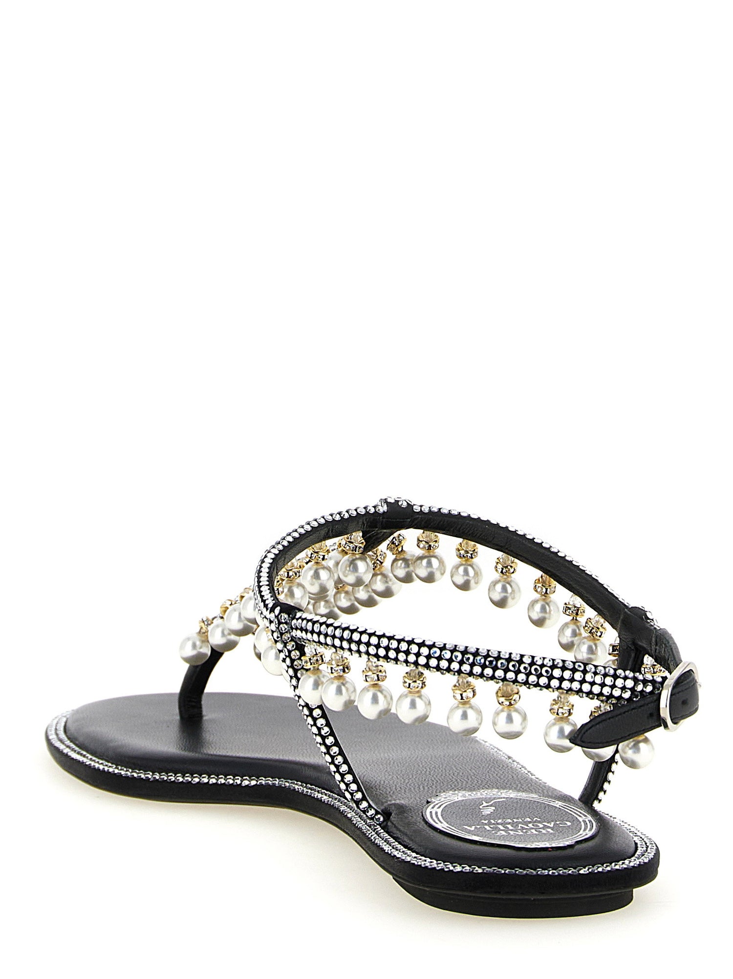 René Caovilla Diana Sandals White/black